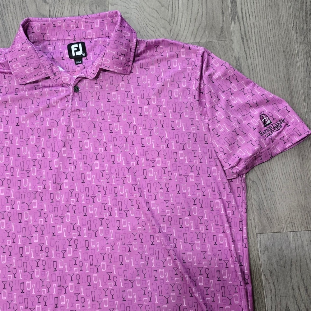 FootJoy AOP Cocktail Golf Polo Purple Mens XL Harbor Lakes ProDry Shirt